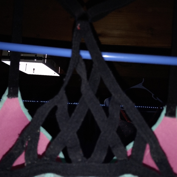 Gilly Hick, 32A, turquoise cheetah print & Navy Blue Lace up, Push em' Up Bra - Picture 5 of 11